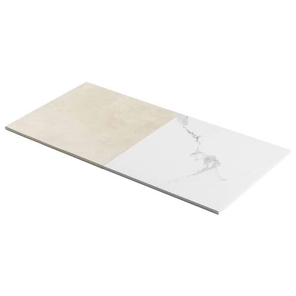 Fortunato Calacatta White and Marfil Beige 12x12 Matte Porcelain Checkerboard Tile
