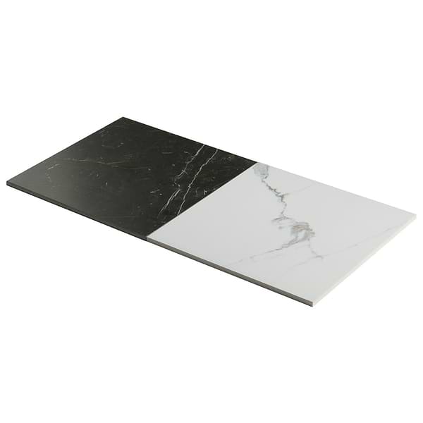 Fortunato Calacatta White and Nero Marquina Black 12x12 Matte Porcelain Checkerboard Tile