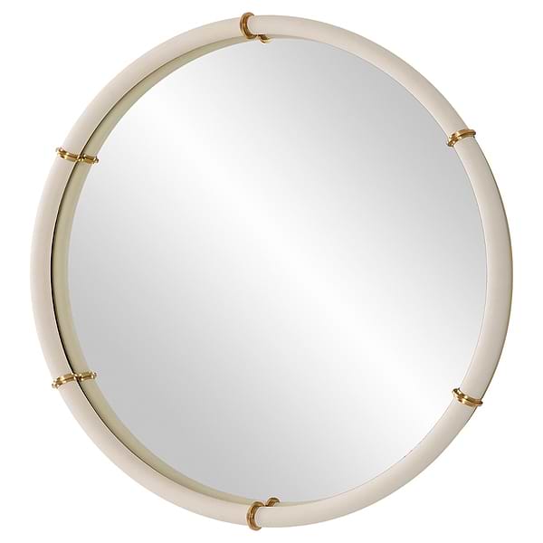 Elyssia White Shagreen 43" Round Mirror