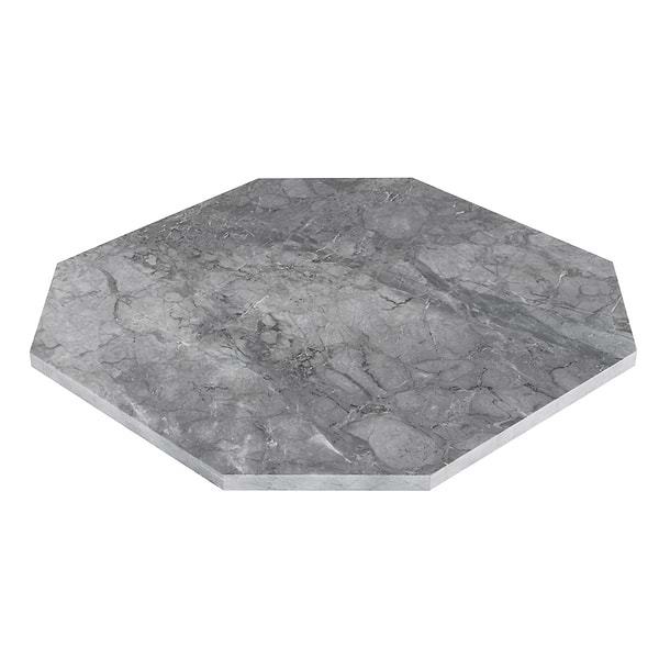 Alaris Lovina Gray 12" Octagon with Black Silk and Earth Gray Dot Honed Marble Tile