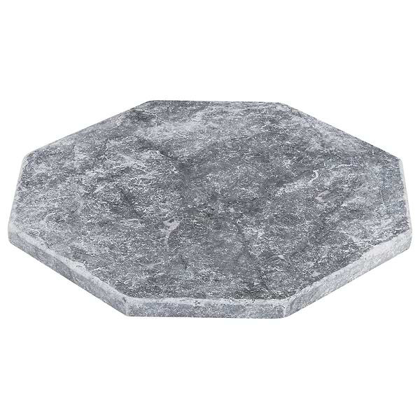 Alaris Lovina Gray 8" Octagon with Black Silk and Earth Gray Dot Tumbled Marble Tile