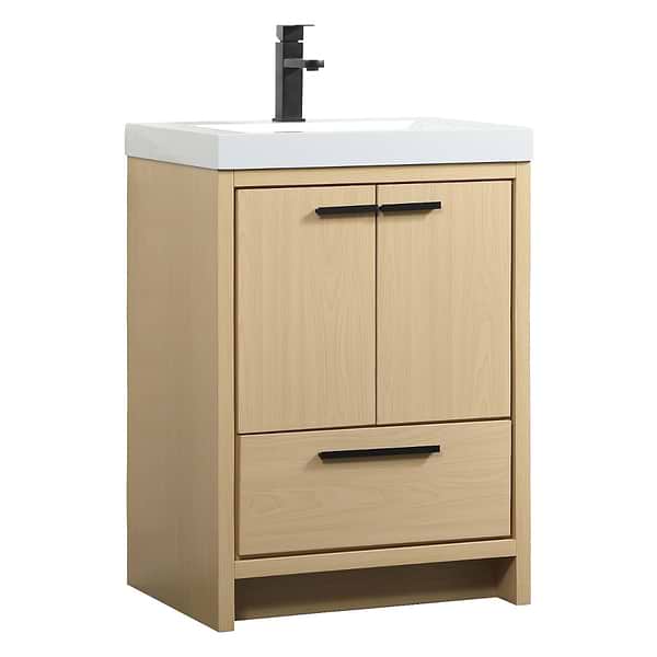 Ember Maple 24" Single Vanity with White Solid Surface Top