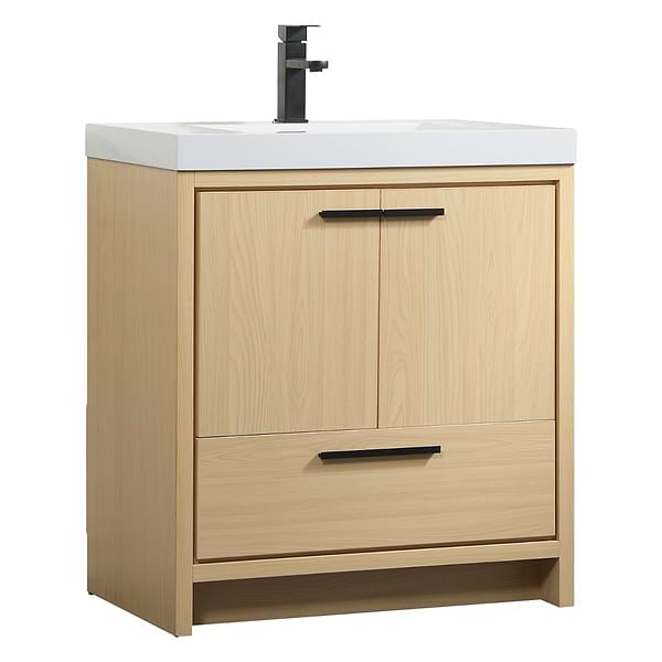 Ember Maple 30" Single Vanity with White Solid Surface Top