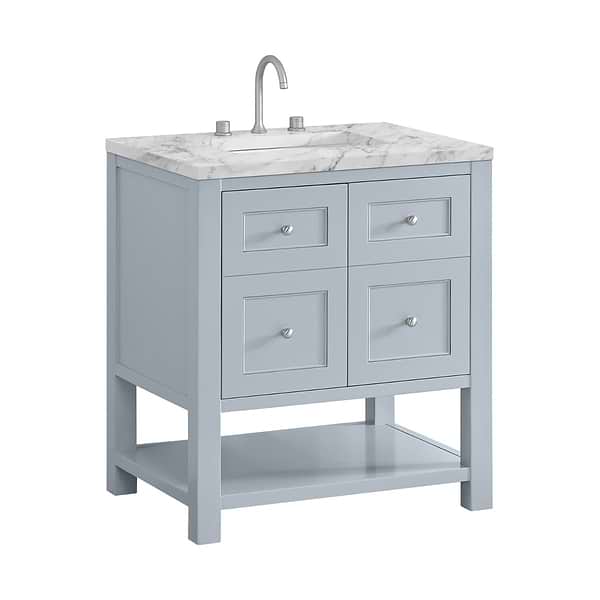 James Martin Vanities Breckenridge Serenity Blue 30" Single Vanity with Carrara Marble Top