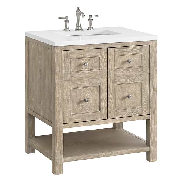 James Martin Vanities Breckenridge Whitewashed Oak 30" Single Vanity White Zeus Quartz Top