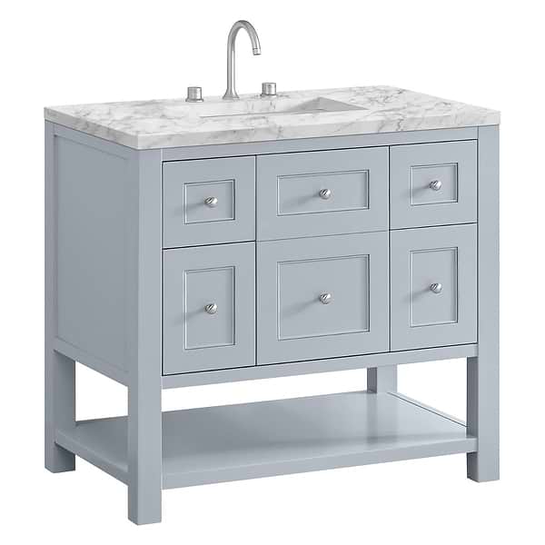 James Martin Vanities Breckenridge Serenity Blue 36" Single Vanity with Carrara Marble Top