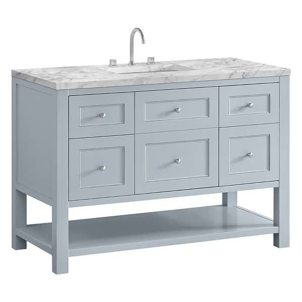 James Martin Vanities Breckenridge Serenity Blue 48" Single Vanity with Carrara Marble Top