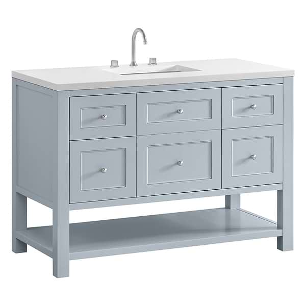 James Martin Vanities Breckenridge Serenity Blue 48" Single Vanity with White Zeus Quartz Top