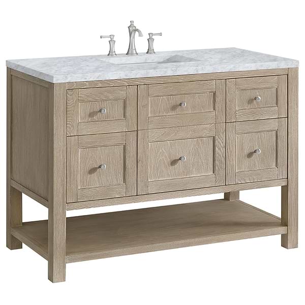 James Martin Vanities Breckenridge Whitewashed Oak 48" Single Vanity with Carrara Marble Top