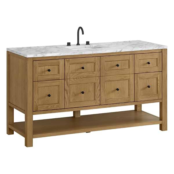 James Martin Vanities Breckenridge Light Natural Oak 60" Single Vanity with Carrara Marble Top