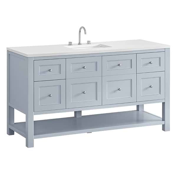 James Martin Vanities Breckenridge Serenity Blue 60" Single Vanity with White Zeus Quartz Top