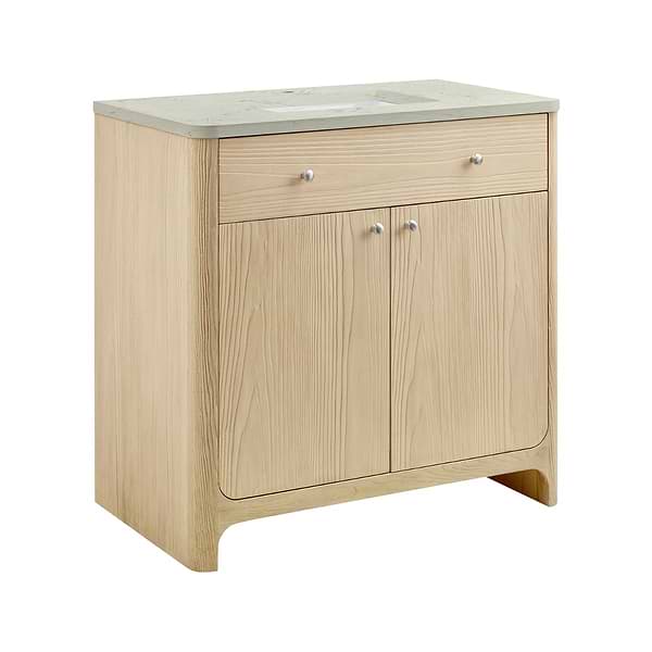 James Martin Vanities Gracyn Driftwood 36" Single Vanity with Victorian Silver Quartz Top