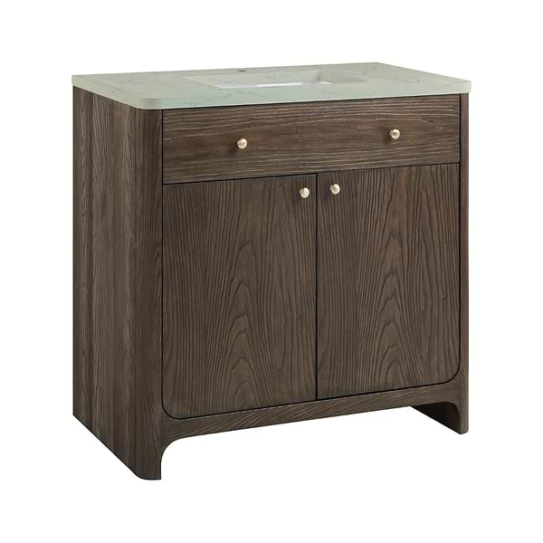James Martin Vanities Gracyn Natural Ash 36" Single Vanity with Victorian Silver Quartz Top