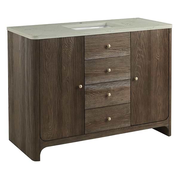 James Martin Vanities Gracyn Natural Ash 48" Single Vanity with Victorian Silver Quartz Top