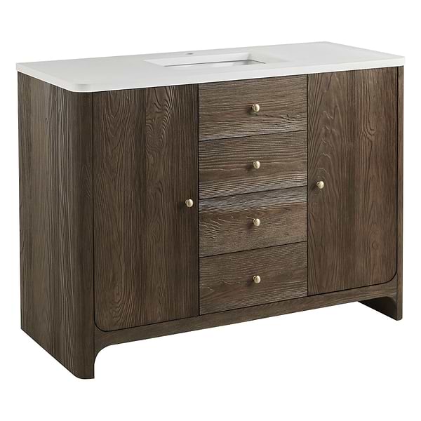 James Martin Vanities Gracyn Natural Ash 48" Single Vanity with White Zeus Quartz Top