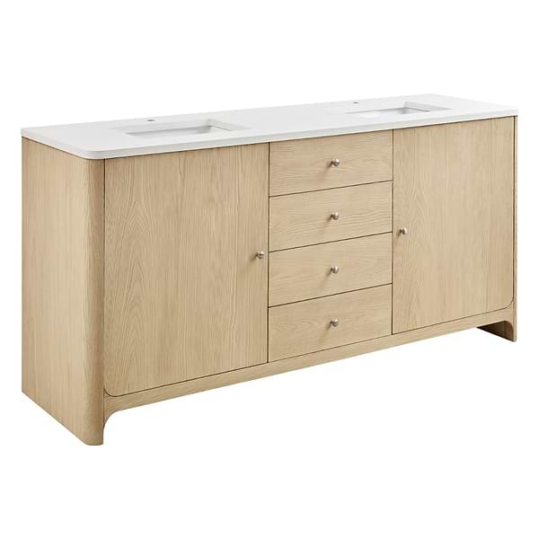 James Martin Vanities Gracyn Driftwood 72" Double Vanity with White Zeus Quartz Top