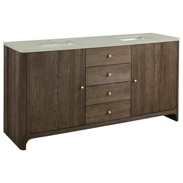 James Martin Vanities Gracyn Natural Ash 72" Double Vanity with Victorian Silver Quartz Top