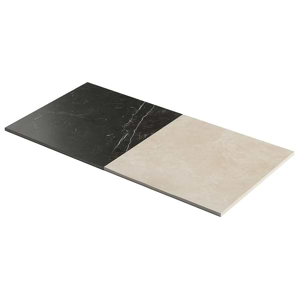 Fortunato Marfil Beige and Nero Marquina 12x12 Matte Porcelain Checkerboard Tile