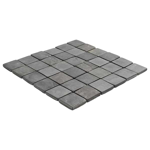 India Black 2x2 Tumbled Slate Mosaic Tile