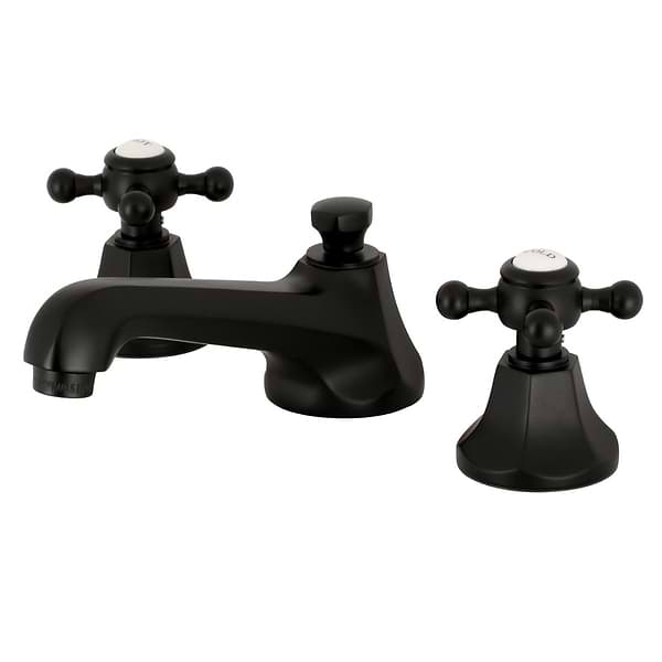 Rockleigh Matte Black 8" Widespread Bathroom Faucet With Pop Up Standard Drain