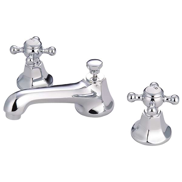 Rockleigh Polished Chrome 8" Widespread Bathroom Faucet With Pop Up Standard Drain