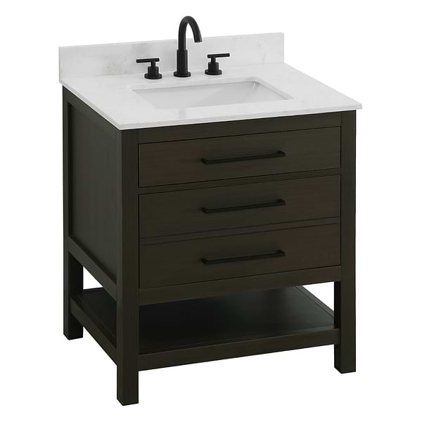 Carson Mocha Brown 30" Single Vanity with Cultured Marble Top