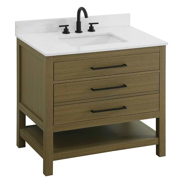 Carson Chestnut Brown 36" Single Vanity with Cultured Marble Top