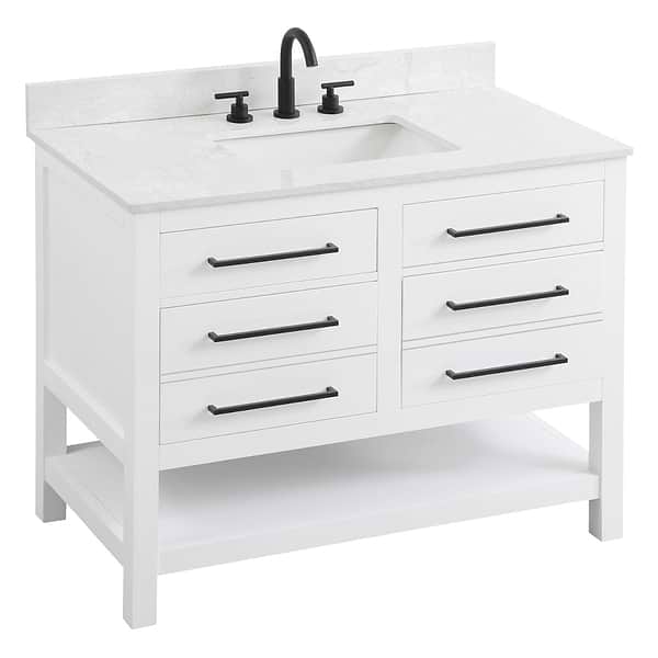 Carson White 42" Single Vanity with Cultured Marble Top