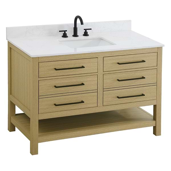 Carson Honey Brown 48" Single Vanity with Cultured Marble Top