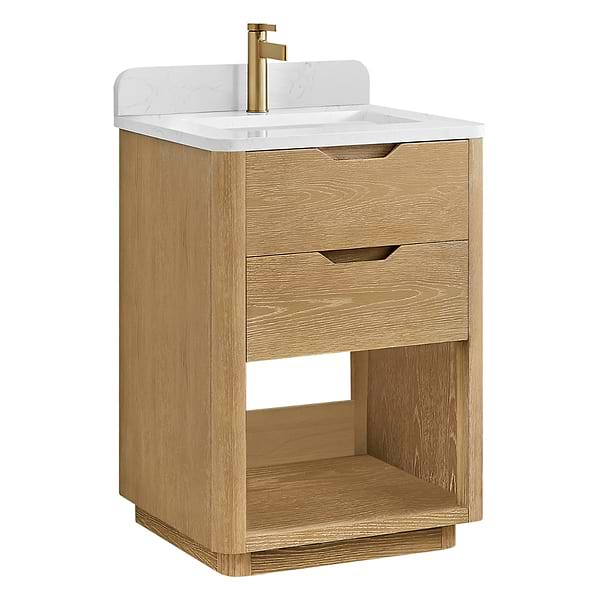 Salma Blonde Oak 24" Single Vanity with White Cultured Marble Top