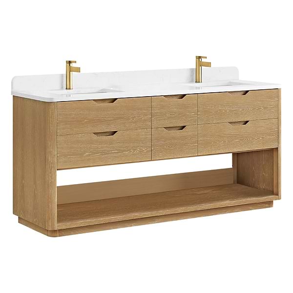 Salma Blonde Oak 72" Double Vanity with White Cultured Marble Top