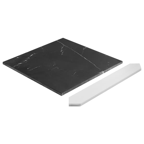 Prezzo Black Silk 12x12 Square and Glacier White 2x12 Picket Honed Marble Tile