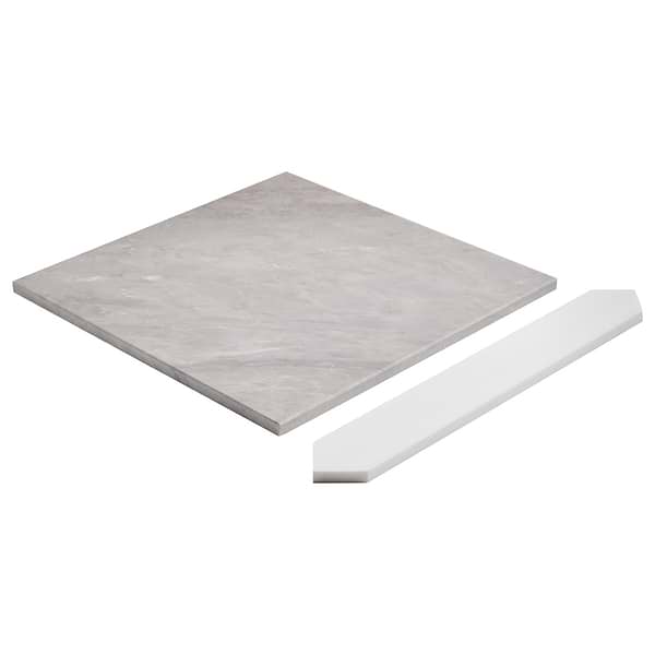 Prezzo Ice Gray 12x12 Square and Glacier White 2x12 Picket Honed Marble Tile