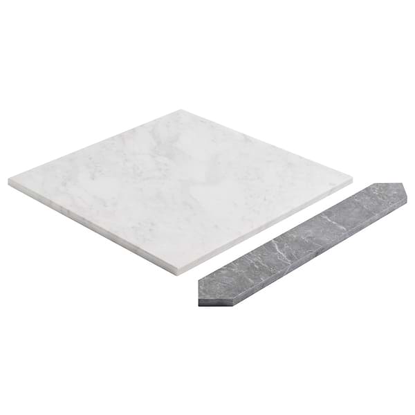 Prezzo Volakas 12x12 Square and Lovina Gray 2x12 Picket Honed Marble Tile