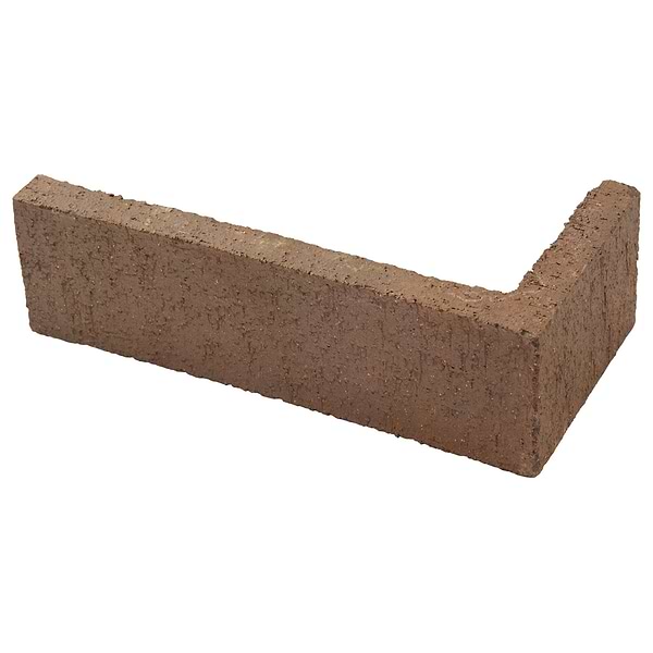 Brownstone Flashed Brown 2x7 Textured Wire Cut Clay Thin Brick Corner