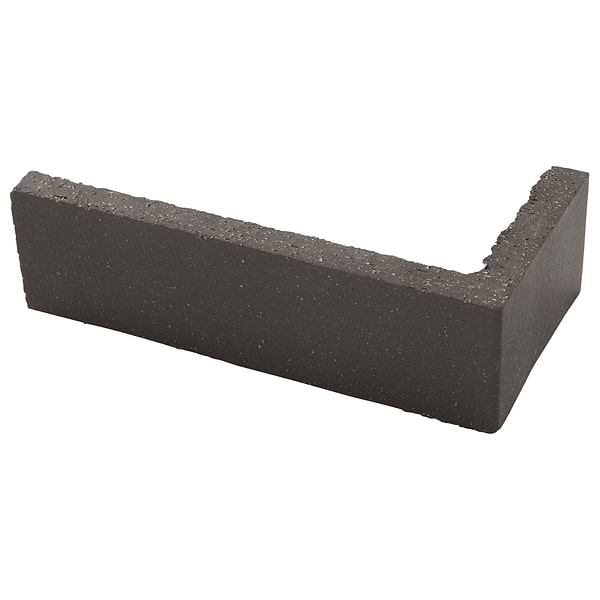 Brownstone Charcoal Black 2x7 Matte Clay Thin Brick Corner