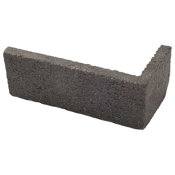 Brownstone Charcoal Black 3x7 Tumbled Wire Cut Clay Corner Thin Brick Tile