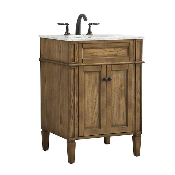 Montair Dark Brown 24" Single Vanity With Carrara White Marble Top