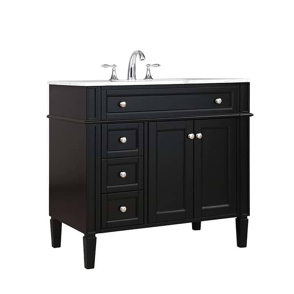 Montair Black 36" Single Vanity With Carrara White Marble Top