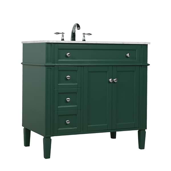 Montair Green 36" Single Vanity With Carrara White Marble Top