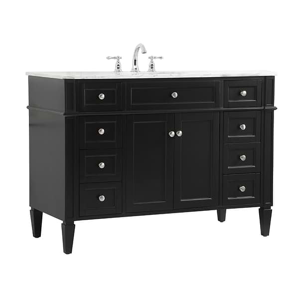 Montair Black 48" Single Vanity With Carrara White Marble Top