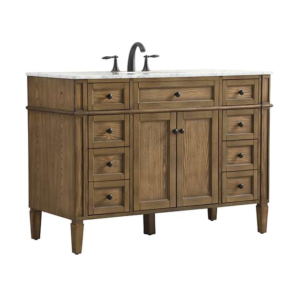 Montair Dark Brown 48" Single Vanity With Carrara White Marble Top