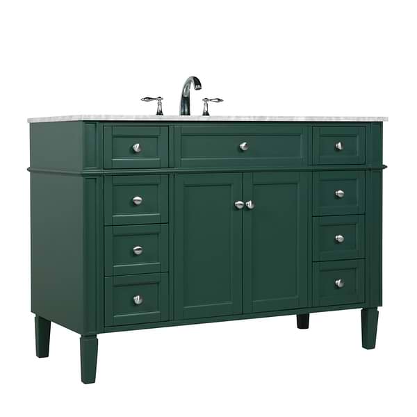 Montair Green 48" Single Vanity With Carrara White Marble Top