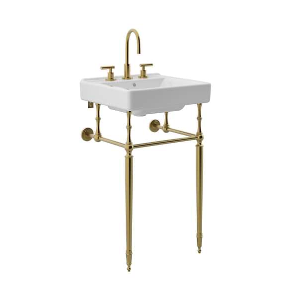 Napoleon Brushed Brass 20" Single Console with White Ceramic Top and Rectangle Sink