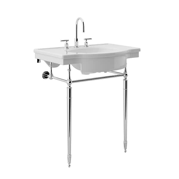 Napoleon Polished Chrome 31" Single Console with White Ceramic Top and Oval Sink