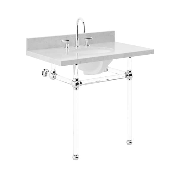 Elinor Polished Chrome 36" Single Console with Carrara Marble Top Oval Sink and Backsplash