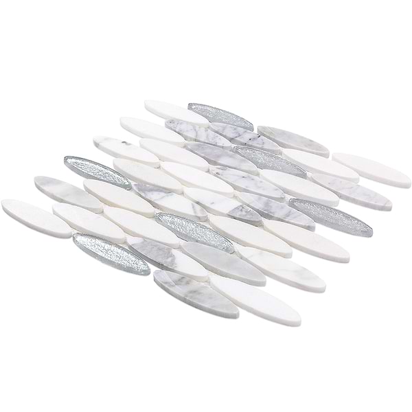 Kinetic Ice Water Ovals Glass & Stone Tile
