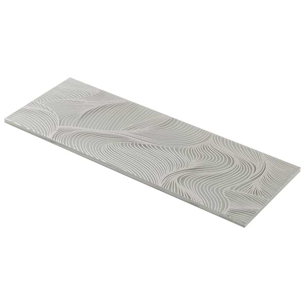 Sonya Waves Sterling Gray and Silver 6x16 Frosted Glass Tile