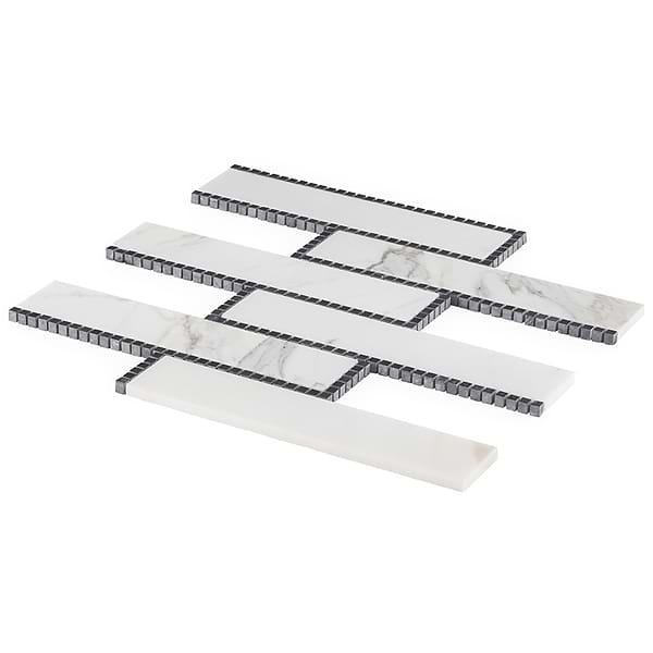 New Palm Beach by Krista Watterworth Brick White 3x12" Polished Marble Mosaic