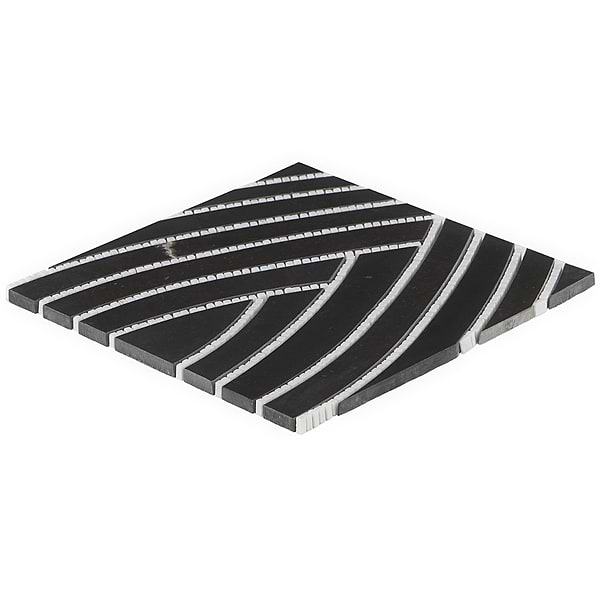 New Palm Beach by Krista Watterworth Leaf Black Polished Marble Mosaic
